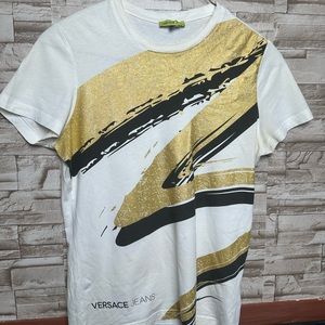 gold black ant white versace jeans shirt